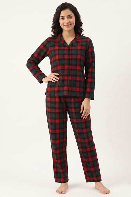 Zivame Flannel Woven Pyjama Set - Alpine Green — image 4